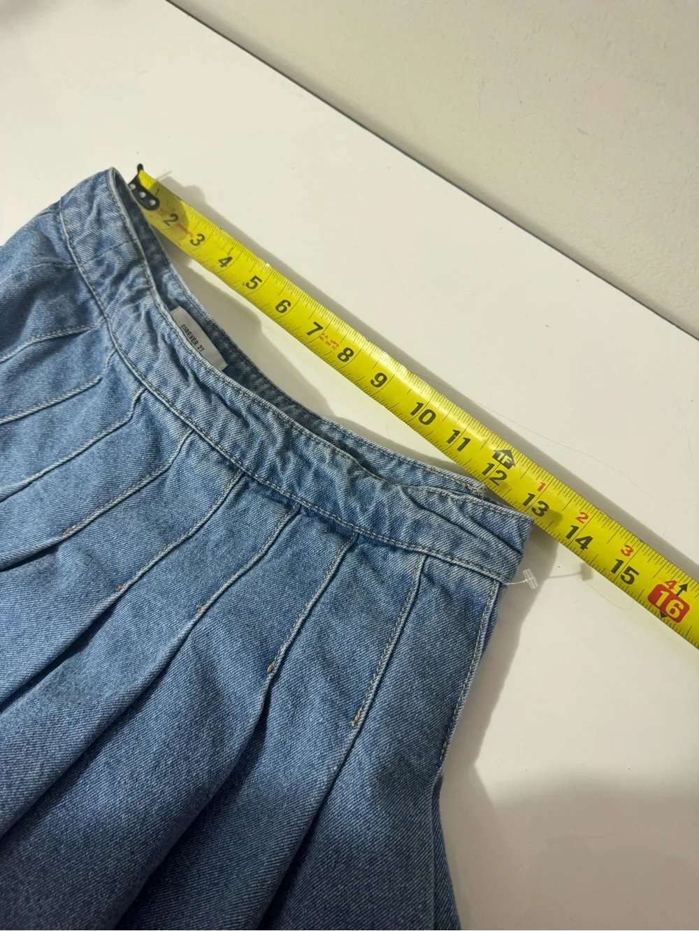 Forever 21 whimsy festival Wester Blue Pleated Denim Skater Mini Skirt